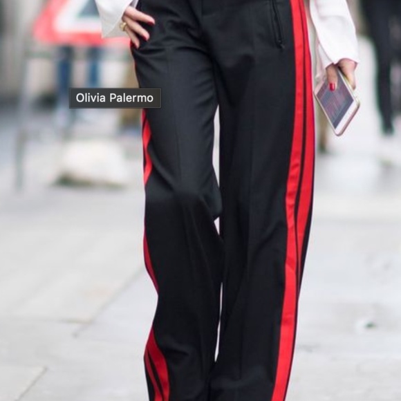 ZARA Black High- Waist Pants with red stripe. - Picture 4 of 4